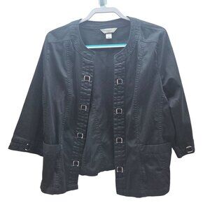 CJ Banks Open Front Jacket with Metal Details Black‎ Size X